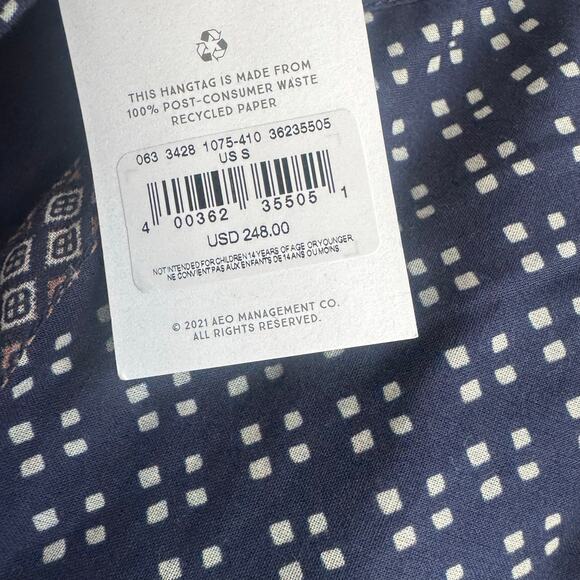 American Eagle AE77 Organic Cotton Boho Peasant Maxi Dress Tie Belt Size S NWT - Picture 8 of 12